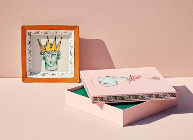 Large square orange change tray in porcelain | GINORI 1735